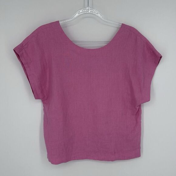 Madewell 100% Linen Square Back Crew Neck Top Retro Pink Women's Size XS - Picture 2 of 8
